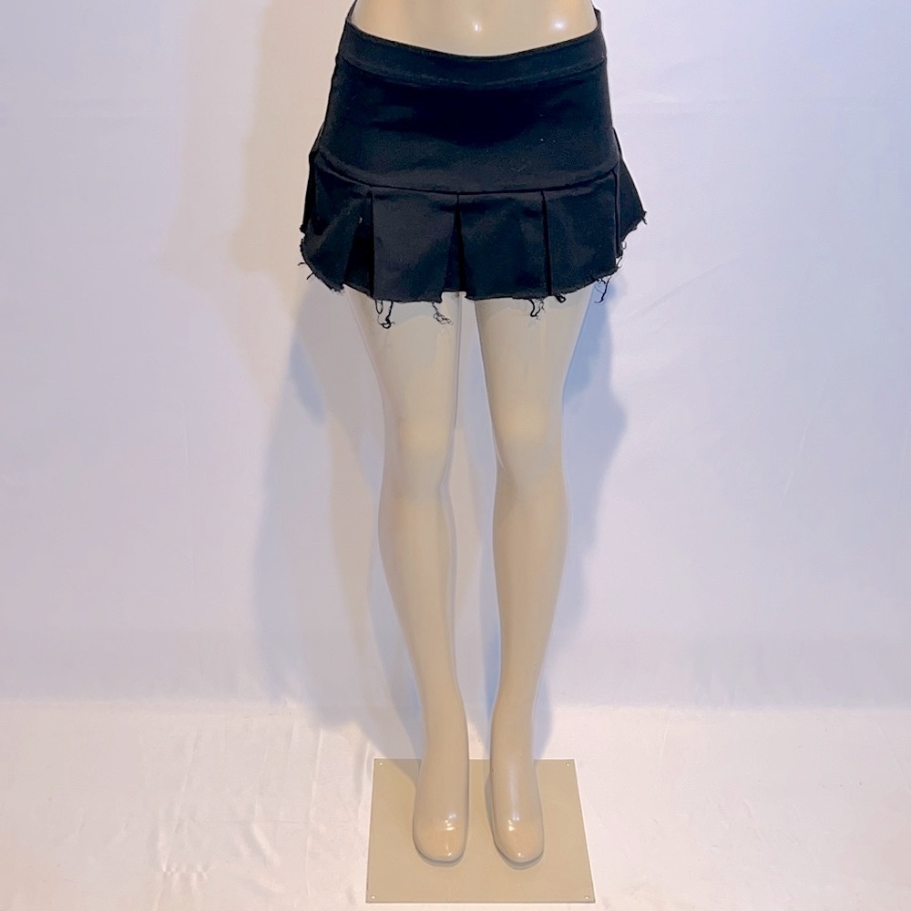 Limonata Black Pleated Skirt with distressed hem!